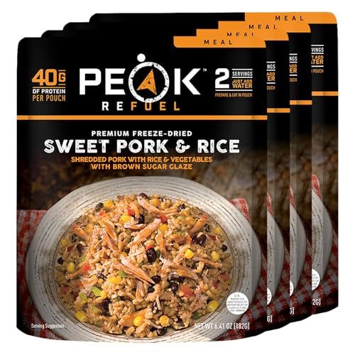 Peak Refuel Sweet Pork and Rice Freeze-Dried Backpacking Meals, 4-Pack