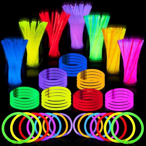 JOYIN 400 Pcs 8" Glow Sticks Bulk Party Pack, Halloween Party Supplies Pack, Bracelets Necklaces, Glow in the Dark Party Favo