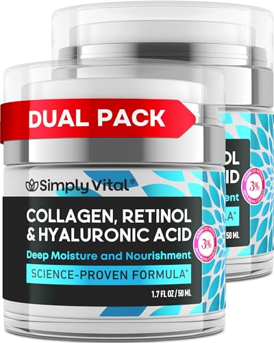 SimplyVital Face Moisturizer Retinol Collagen Hyaluronic 1.7 oz (Pack of 2)