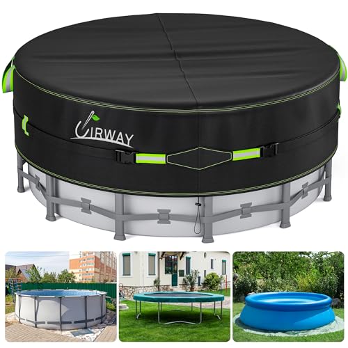 UIRWAY 12 Ft Winter Round Pool Cover with Reflective Strips, Premium Fabric