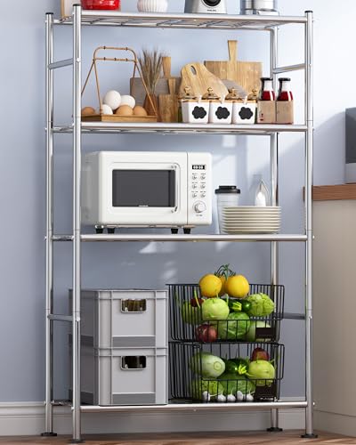 Sakugi Storage Shelves - 4 Tier Shelf Organizer, Heavy Duty Garage Shelving Unit with Leveling Feet, Stable Metal Shelves Org