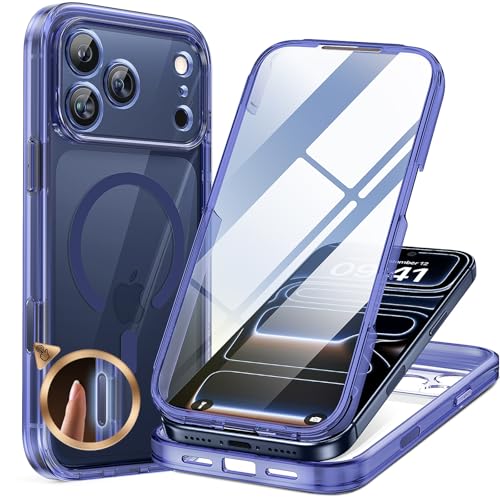 miracase Magnetic for iPhone 17 Pro Case 6.3" [Compatible with MagSafe] Full-Body Phone Case with Built-in Glass Screen Prote