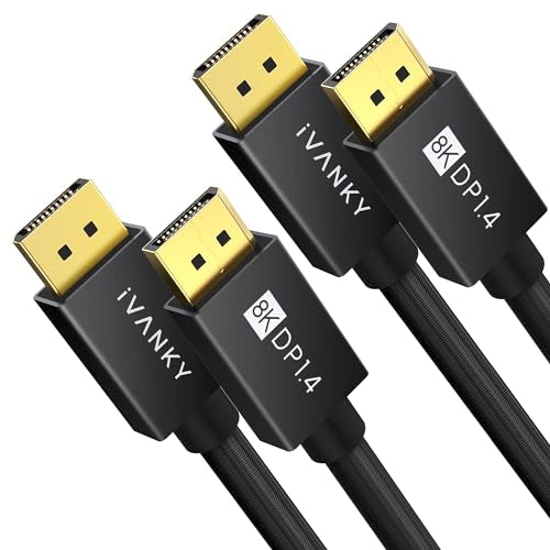 IVANKY 8K DisplayPort 1.4 Cable, 6ft (2 Pack), High Speed 8K DP to DP Cable