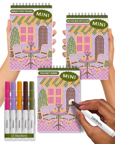 Lifelines FlowArt Mini Activity Pad, 3-Pack - Dot-by-Letter Coloring Books