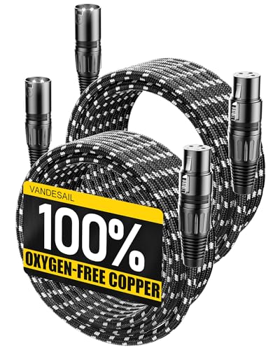 VANDESAIL Long XLR Cables 25ft 2 Pack,XLR Microphone Cable,OFC Shielded
