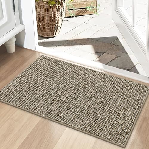 BEQHAUSE Dirt Trapper Door Mat 20" x 32", Non-Slip Washable, Light Beige
