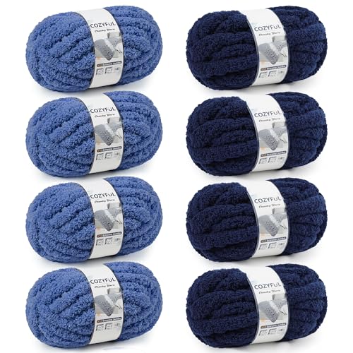 Cozyful Chunky Yarn for Hand Knitting - #10 Chunky Chenille Yarn, Jumbo Big Thick Chunky Yarns for Crocheting, Super Bulky Ch