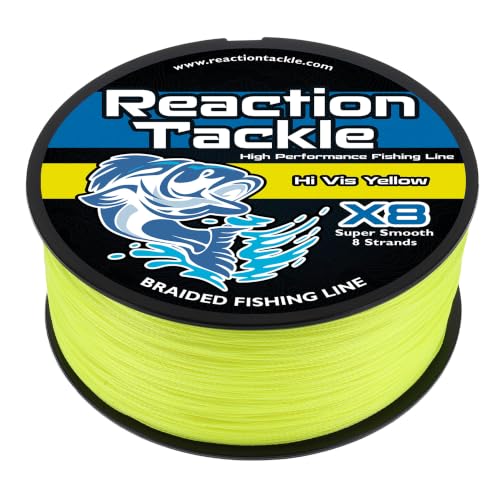 Reaction Tackle Braided Fishing Line X8 Hi Vis Yellow 25Lb 300Yd