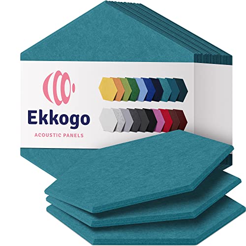 Ekkogo Acoustic Panels 12-Pack Soundproof Wall Panels 12"X10.4"X0.4" Sound Panels High Density Sound Dampening Panels - [Ligh