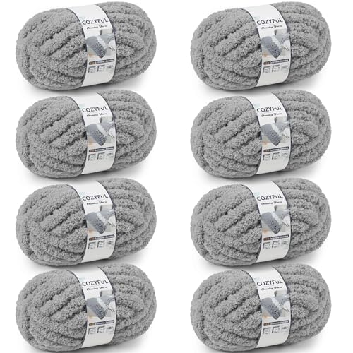 Cozyful Chunky Yarn for Hand Knitting - #10 Chunky Chenille Yarn, Jumbo Big Thick Chunky Yarns for Crocheting, Super Bulky Ch