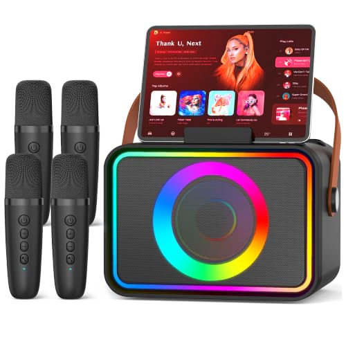 Karaoke Machine for Kids Adults,Bluetooth Speaker 4 Wireless Microphones