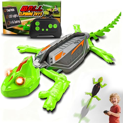 Zingelo Wall Climbing RC Chameleon Toy for Kids, Rechargeable Remote Control Lizard Toy with LED Eyes, Dual Mode Floor & Wall