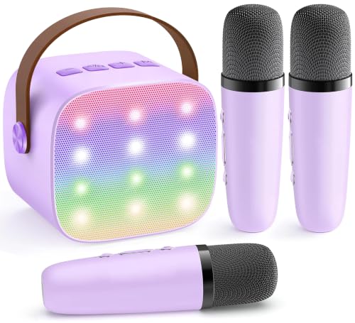 YLL Mini Karaoke Machine with 3 Wireless Microphones, Gifts for Kids