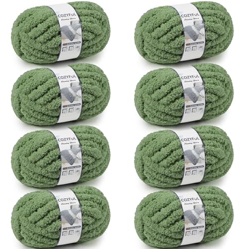 Cozyful Chunky Yarn for Hand Knitting - #10 Chunky Chenille Yarn, Jumbo Big Thick Chunky Yarns for Crocheting, Super Bulky Ch