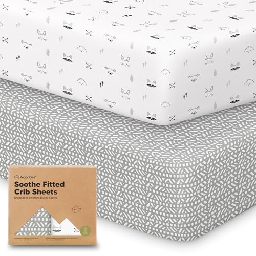 KeaBabies 2pk Organic Cotton Crib Sheets for Boys Girls 52x28, Nordic