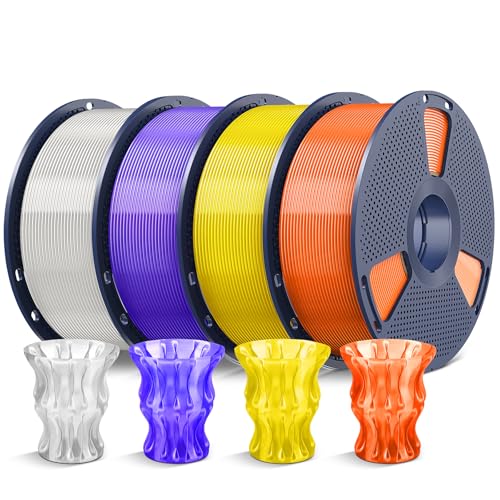 SUNLU PLA 3D Printer Filament, Clear Multicolor, 4-Pack, 4KG Total