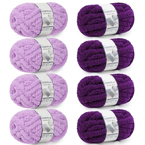 Cozyful Chunky Yarn for Hand Knitting - #10 Chunky Chenille Yarn, Jumbo Big Thick Chunky Yarns for Crocheting, Super Bulky Ch