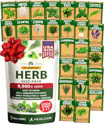HOME GROWN 25 Herb Variety Pack 8,700+ Seeds Extra Large Culinary Kit