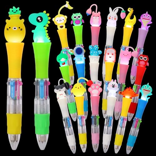 CZWZ 20Pcs Multicolor Pens in One 4-in-1 Cute Pens Bulk, Ballpoint Pen for Birthdays and Parties, Fun Gifts Assorted Ink Kawa