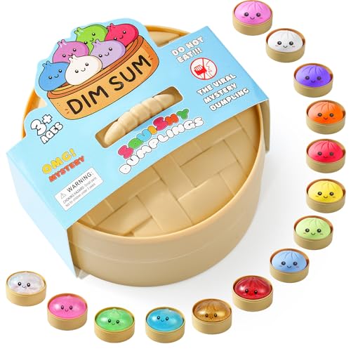Squishy Dumpling Toy, Dumpling Squishy Mystery Box, Random 1 of 14 Colors, Stocking Stuffers with Food Steamer Stretchy Desk 