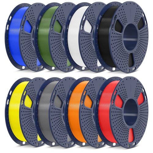 SUNLU PLA+2.0 3D Printer Filament, Multicolor Bundle, 8 Colors