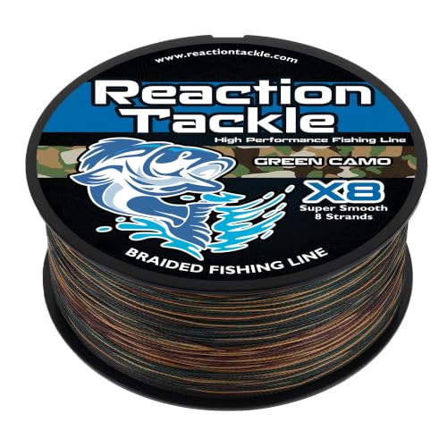 Reaction Tackle Braided Fishing Line X8 Green Camo 50Lb 300Yd