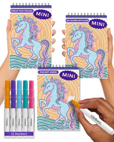 Lifelines FlowArt Mini Activity Pad, 3-Pack - Dot-by-Letter Coloring Books