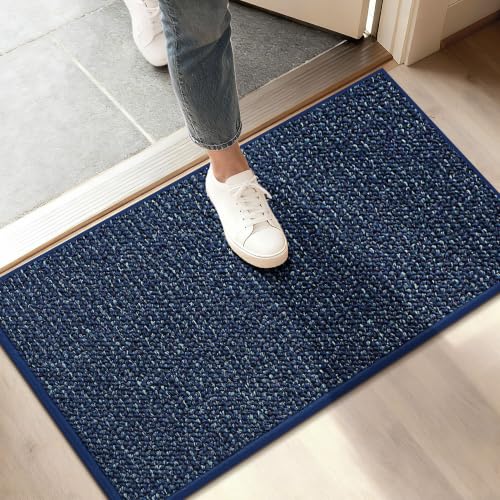 BEQHAUSE Dirt Trapper Door Mat 17" x 30", Non-Slip Doormats, Blue