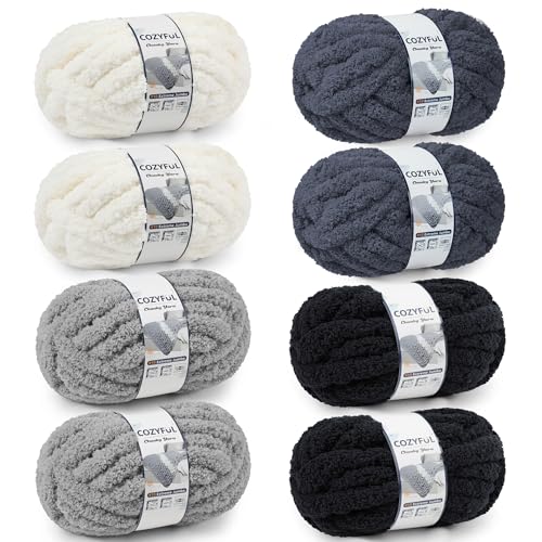 Cozyful Chunky Yarn for Hand Knitting - #10 Chunky Chenille Yarn, Jumbo Big Thick Chunky Yarns for Crocheting, Super Bulky Ch