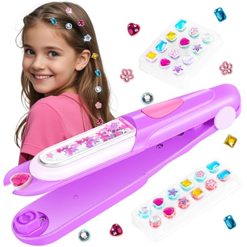 kidzkube Hair Gem Stamper Kit, Bling Hair Jewels for Girls Toys, Hair Styling Tool with Reusable Shining Diamonds, Birthday G