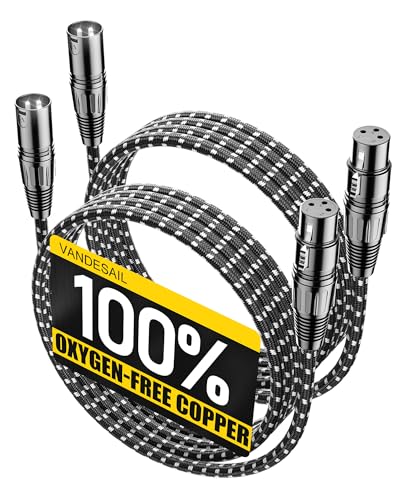 VANDESAIL XLR Cables 6ft 2 Pack Microphone Cable,OFC Balanced Shielded