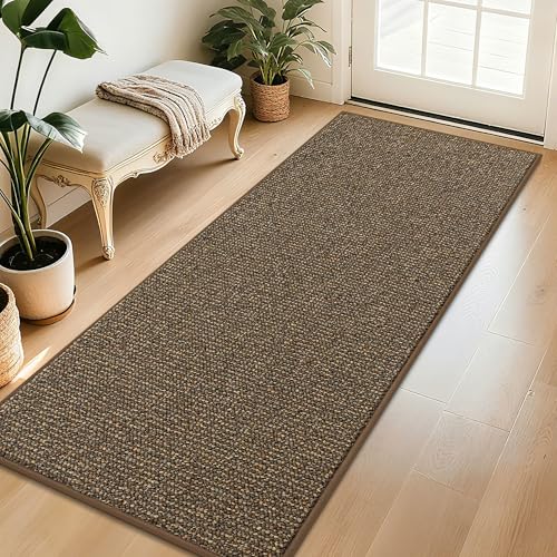 BEQHAUSE Dirt Trapper Door Mat 32" x 72", Non-Slip Washable Doormats, Brown