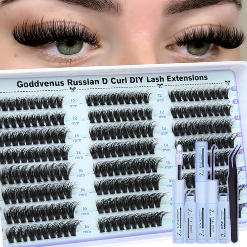 Goddvenus Lash Clusters Kit Wispy Lashes clusters Natural Fluffy Eyelashes Clusters 12mm 14mm 16mm Mixed Cluster Eyelash Exte