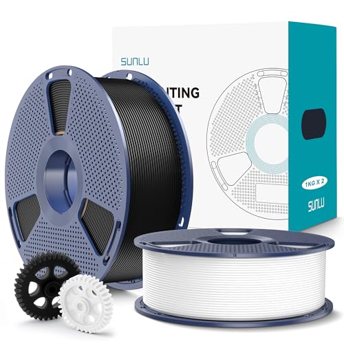 SUNLU PLA+2.0 3D Printer Filament, Black & White, 2-Pack (2KG)