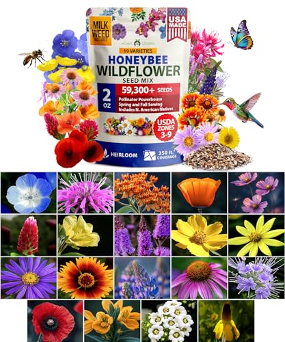 HOME GROWN 19 Wildflower Variety Mix 59,300+ Flower Seeds 2 oz