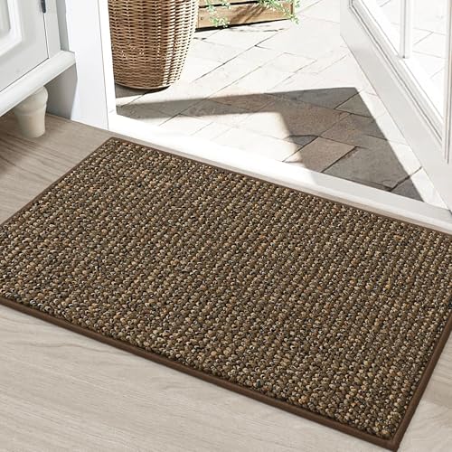 BEQHAUSE Dirt Trapper Door Mat 24" x 36", Non-Slip Washable Doormats, Brown