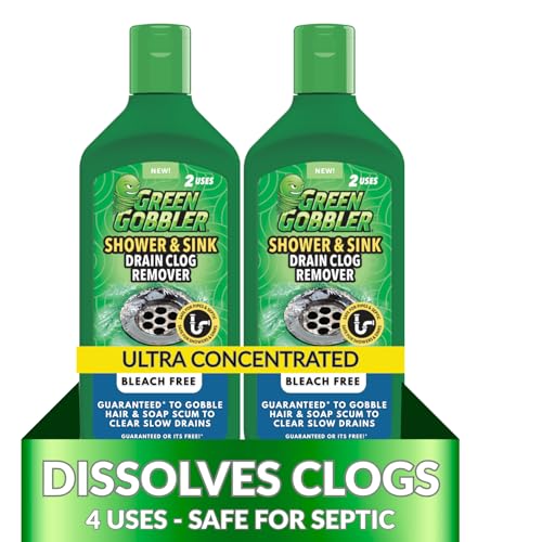 Green Gobbler Ultra Concentrated Drain Clog Remover & Cleaner | Powerful Hair, Grease & Soap Dissolver for Bathroom, Kitchen,