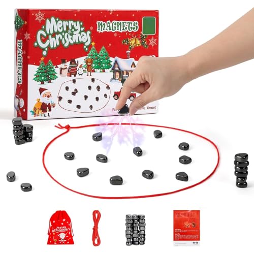 Magnetic Chess Game, Magnetic Chess Game with Stones, Magnet Game with String, 2 Player Party Travel Fun Games Table Top Magn