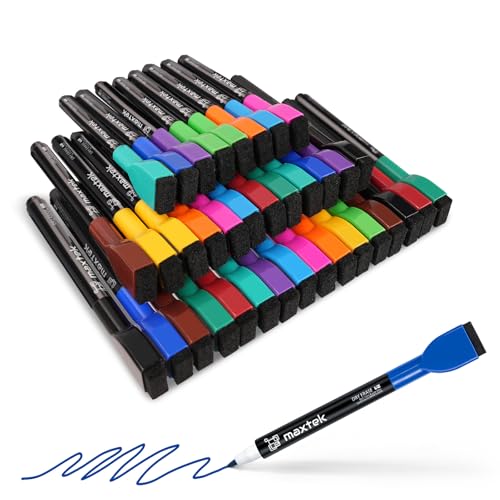 maxtek Magnetic Dry Erase Markers, Fine Tip, 12 Colors, 36 Count