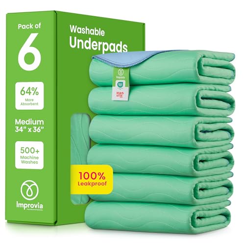 IMPROVIA® Washable Underpads, Heavy Absorbency Reusable Incontinence Pads