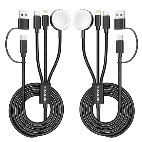 2Pack Travel Essentials,3 in 2 USB C Cable for Apple Watch Charger,iPhone Charger,Multi Charging Cable,Cruise Vacation Campin