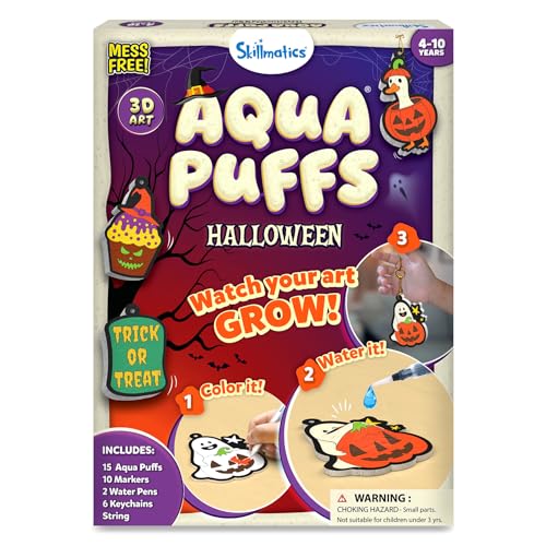 Skillmatics Halloween Aqua Puffs – 3D Art Kit, Paint By Number Kit
