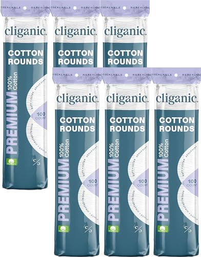 Cliganic Premium Cotton Rounds for Face, Makeup Remover Pads, 600 Count