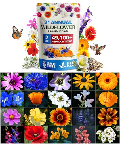 HOME GROWN 21 Native Wildflower Variety Mix 49,100+ Flower Seeds 2 oz