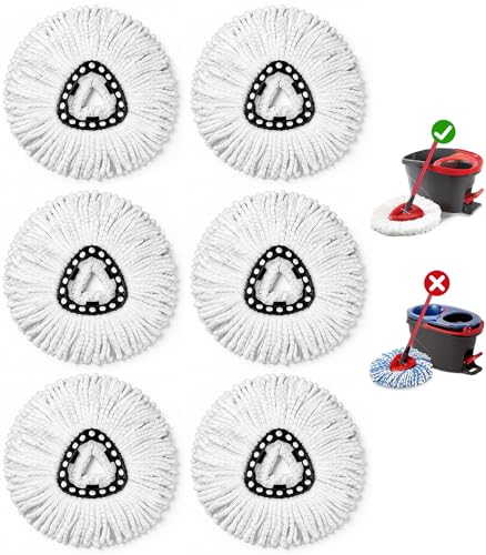 6 Pack Mop Head Replacement Compatible with Oceda Triangle Swivel Mops,Spin Mop Replacement Head 100% Microfiber,Deep Cleanin
