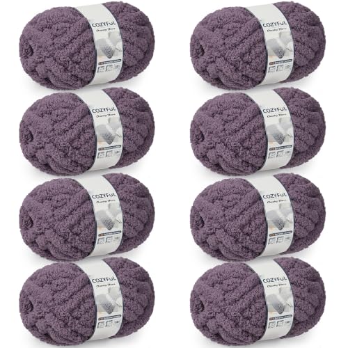 Cozyful Chunky Yarn for Hand Knitting - #10 Chunky Chenille Yarn, Jumbo Big Thick Chunky Yarns for Crocheting, Super Bulky Ch