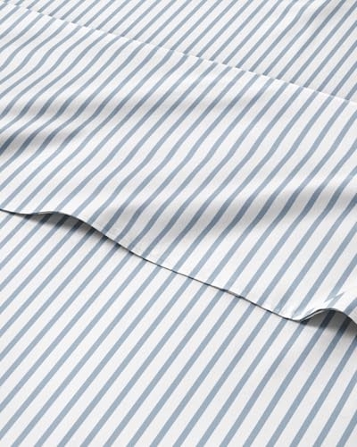 Twin 3 Piece Striped Sheet Set - Soft, Breathable & Cooling - Ocean Stripe