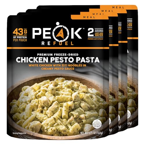 Peak Refuel Chicken Pesto Pasta Freeze-Dried Meals, 4-Pack, 8 Servings