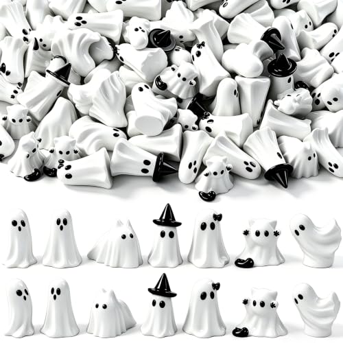 DIYDEC 70pcs Halloween Mini Ghosts Toys Miniature Resin Figurines Decor