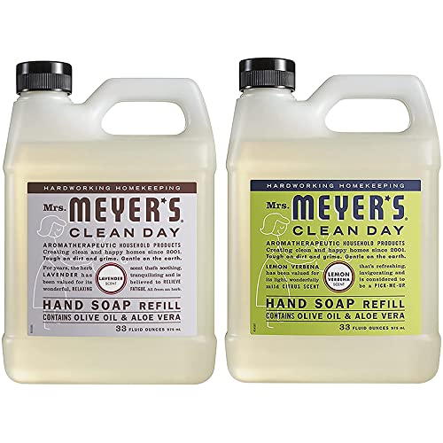 Mrs. MEYER'S CLEAN DAY Liquid Hand Soap Refill Scent Variety Pack (Lemon Verbena + Lavender)